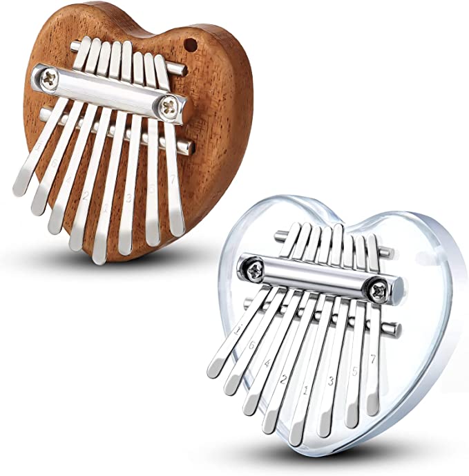 2 Pack Mini Kalimba Thumb Piano 8 Keys （Heart）