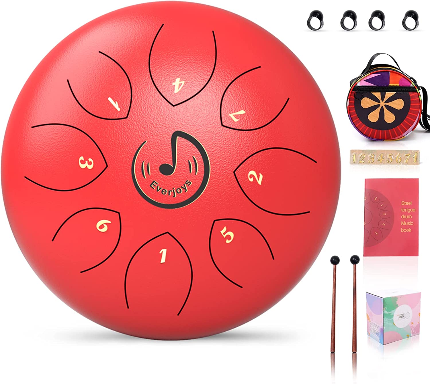 Steel Tongue Drum 8 Notes 6 Inches C-Key（Red）